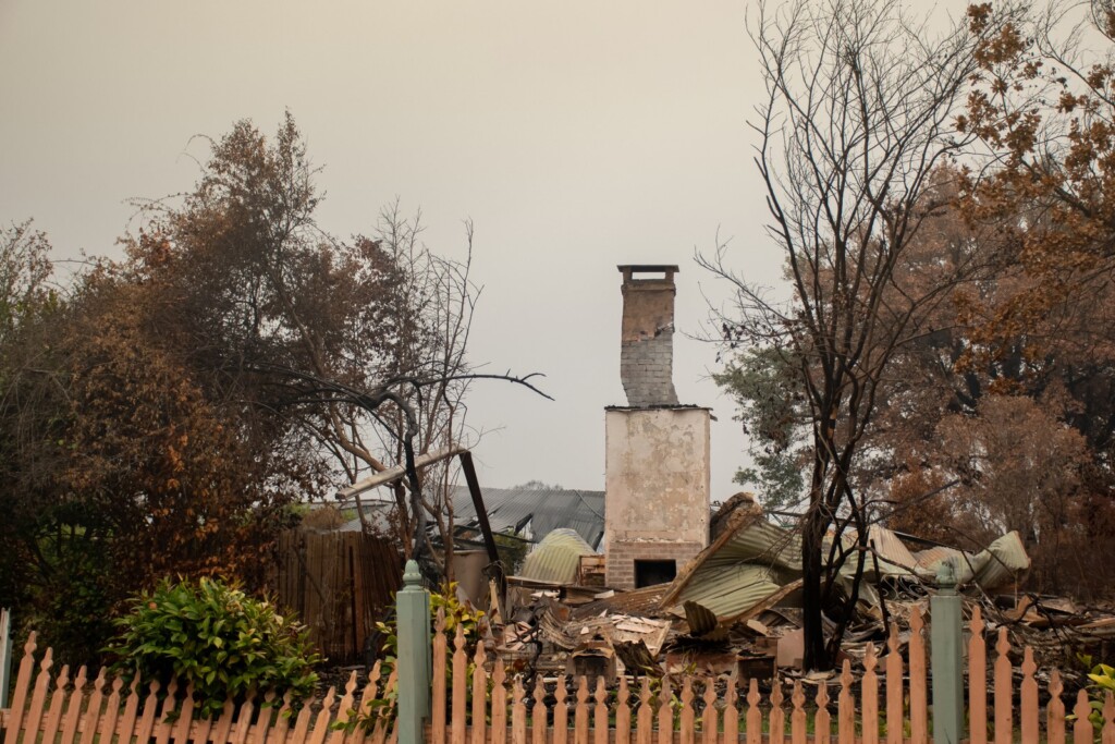 Remains of a bushfire-damaged house in the Blue Mountains, NSW